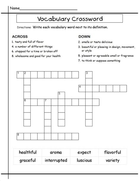Crossword Puzzles For Grade 4 With Answers at Audrey Cunningham blog