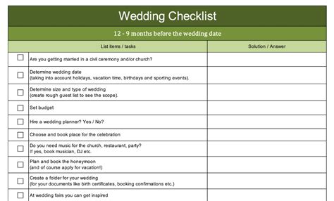Image result for Wedding Checklist Free Printable Excel