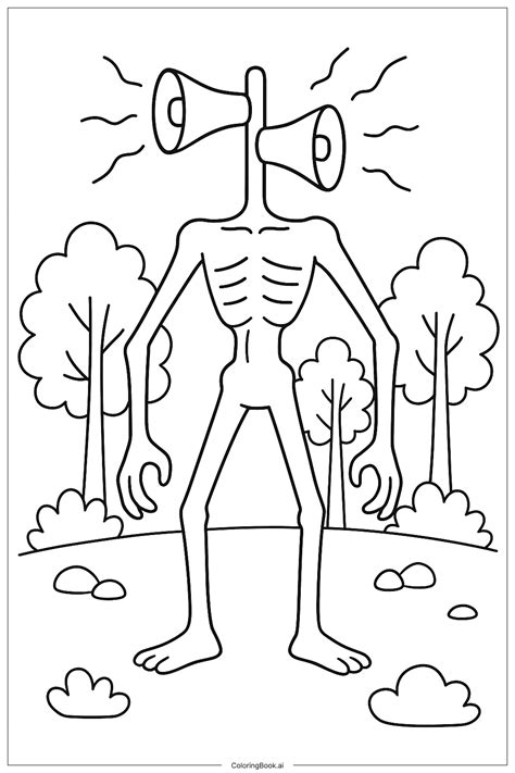 Siren Head Emitting A Loud Sound Coloring Page (Free PDF&PNG Printable)