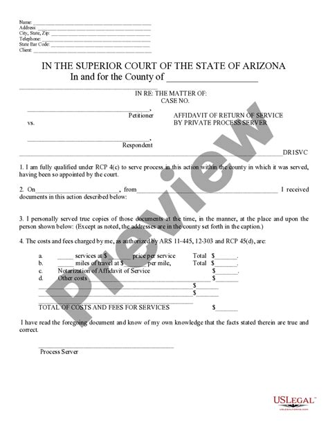 Image result for Process Server Affidavit of Service Form