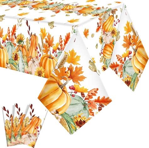 Amazon.com: Newwiee 3 Pcs Thanksgiving Disposable Tablecloths Plastic ...