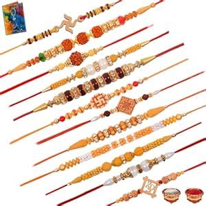 Buy 2025 Latest Rakhi Set, 12 Sacred Rakhis for Bhaiya Bhabhi & Kids ...