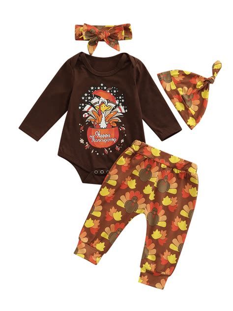 Infant Baby Boys Thanksgiving Day Outfits Romper Newborn Turkey Print ...