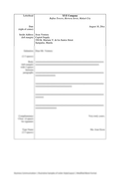 Modified Block Business Letter Format 的图像结果