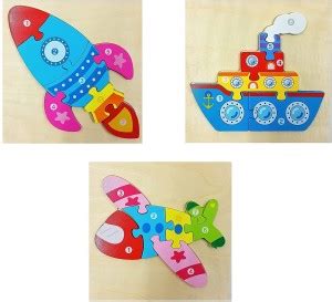 NONU 3D Wooden Big Vehicle Jigsaw Puzzle Pre Education Alphabet ...