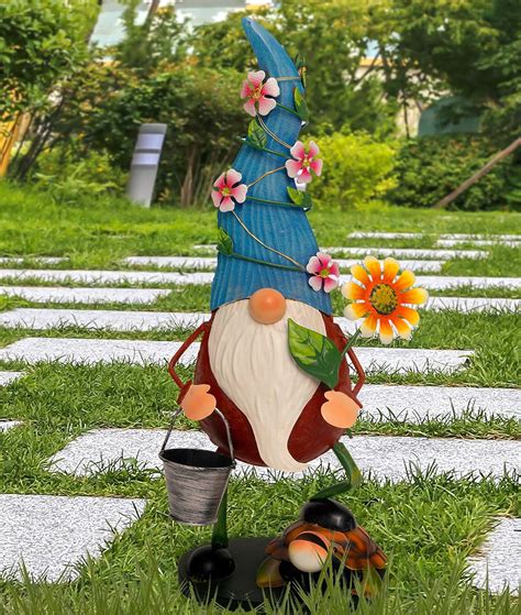 Sleeky Lime Metal Garden Gnomes - Large Outdoor Decorations for India ...