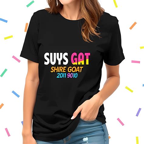 Colorful Typography Cotton Short Sleeve T-Shirt - " SUYS GAT SHIRE GOAT ...