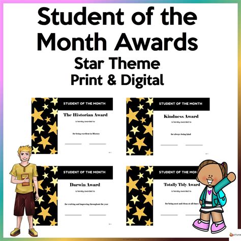 Editable Student of the Month Awards Print and Digital Star Edition ...