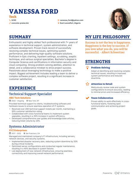 Image result for Tech Resume Example