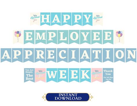 Employee Appreciation Week Printable Banner, Happy Employee ...