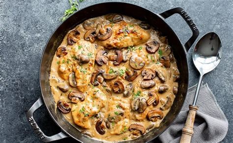 recette aiguillettes de poulet aux champignons