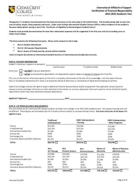 Fillable Online INTERNATIONAL STUDENT AFFIDAVIT OF SUPPORTI-134 ...