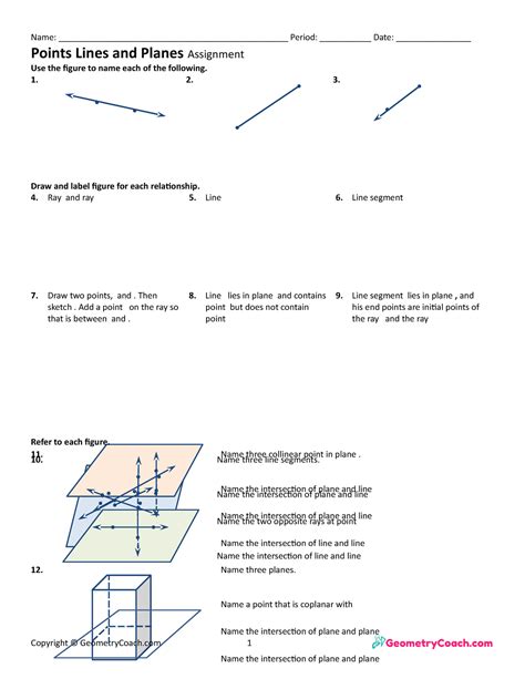 1 2 Assignment Points Lines and Planes - Points Lines and Planes ...