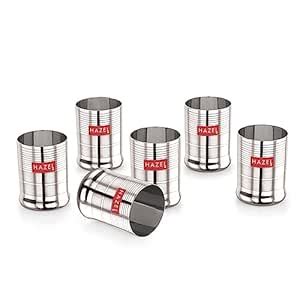Buy HAZEL Stainless Steel Glasses for Water & Juice | 350 ml Each ...