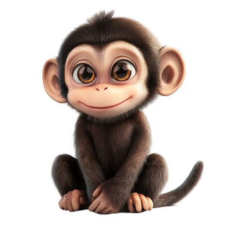 Cute Animated Monkey with Big Smile AI-GeneratIive 49736178 PNG