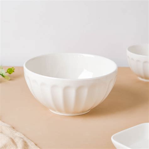 Serena Pearly White Ribbed Serving Bowl 6.5 Inch 900 ml Online ...