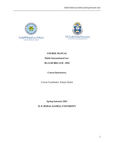 PIL Course Manual Spring 2021 - COURSE MANUAL Public International Law ...