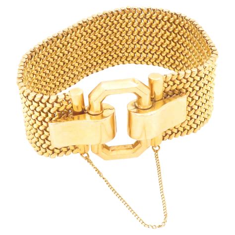 Intricate Mesh Bracelet made in 18k Yellow Gold with Diamonds For Sale ...