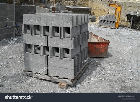 Pallet Concrete Blocks On Construction Site Stock Photo 2043816923 ...