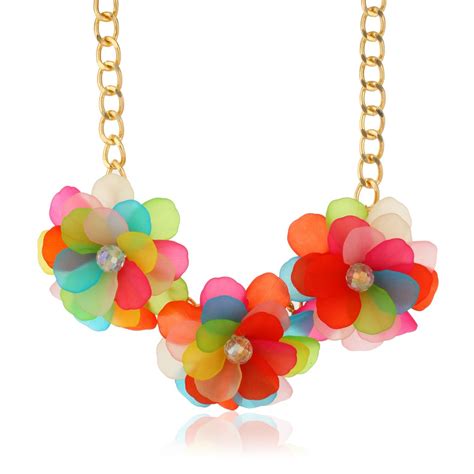 AMNOR Exaggerated Multi Color Flower Vintage Necklace for Women & Girls ...