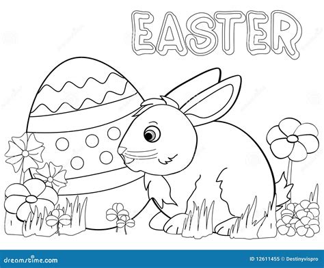 Easter Bunny Coloring Page stock illustration. Illustration of simple ...