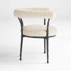 Rodin White Boucle Dining Chair by Athena Calderone | Crate and Barrel KSA