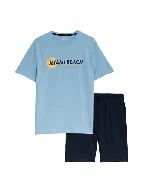 Buy Pure Cotton Miami Beach Graphic Pyjama Set at Marks & Spencer
