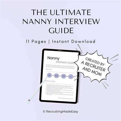 Printable Nanny Interview Guide Essential Questions to Ask When Hiring ...