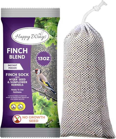 Happy Wings NO GROW Finch Blend Bird Food Prefilled Sock Feeder (Mix of ...