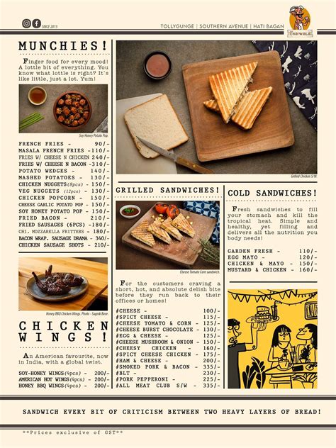 Menu at The Chaiwala, Kolkata, 6/1/2