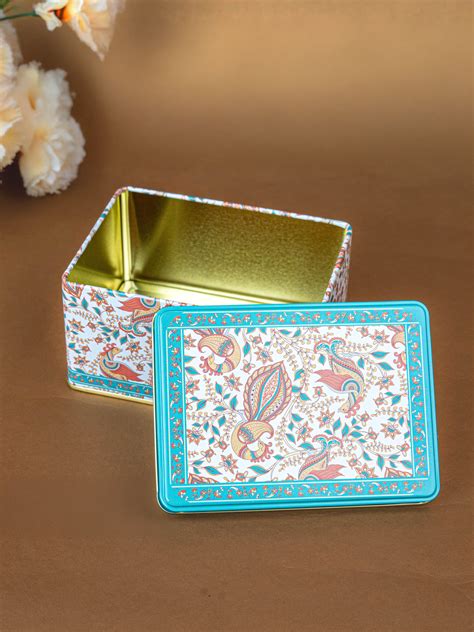 Tin Box - Floral Peacock Design - 5x3 inch - WBG1808 – Wedtree