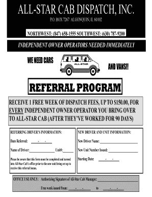 Fillable Online Referral Flyer (For Current All Star Drivers) 02-08.pub ...