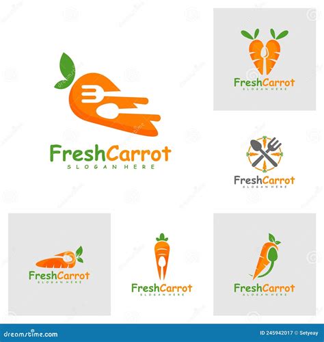 Set of Food Carrot Logo Design Vector, Creative Carrot Logo Design ...