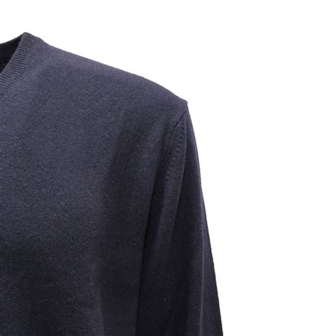 1965AZ MAGLIONE UOMO 100% CASHMERE MAN V-NECK SWEATER BLUE