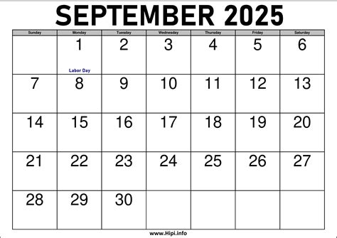 Free September 2025 Calendar To Print