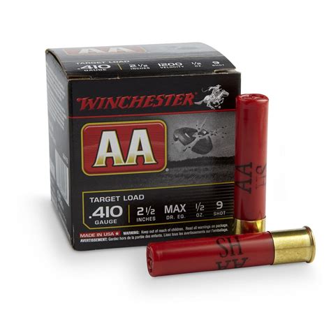 Winchester AA Shotshells .410 Gauge 2 1/2" Max. 1/2 oz. #9 25 rounds ...