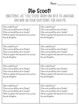 Pi Day Scoot Math Activity: Adding Like Fractions by Lotts of Learning