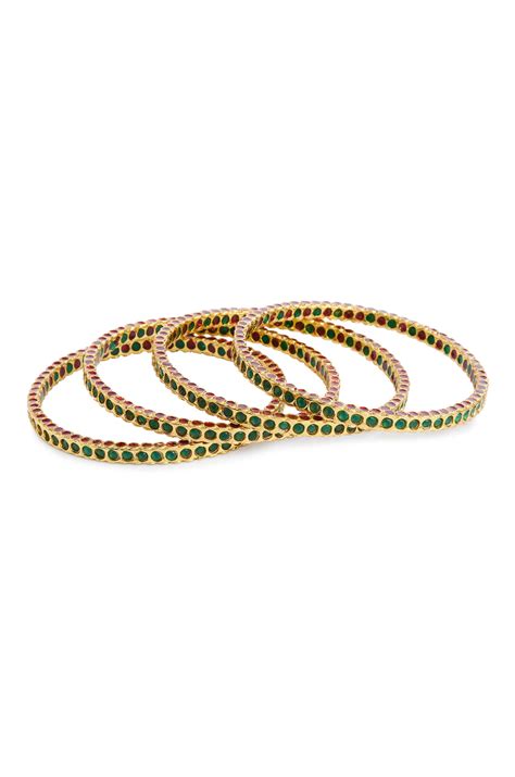 Tehmina Green Jadau Bangles - Set of 4 – Paisley Pop Shop