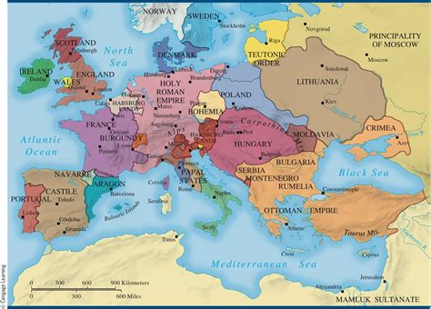 Map of Renaissance Europe 1450s