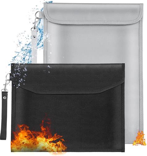 Money Bag Fireproof Document Bag 2012℉ 2 Pack 15x11"/13x10" Waterproof ...