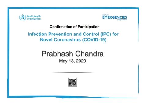Got WHO Training of Covid-19 infection presenting and waste management ...