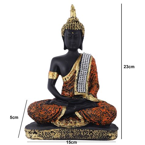 Buy Antique Black Buddha Sitting Showpiece with Orange Robe – Elevate ...