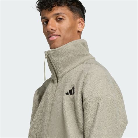 adidas City Tech High Pile Fleece Full-Zip Jacket - Green | Free ...