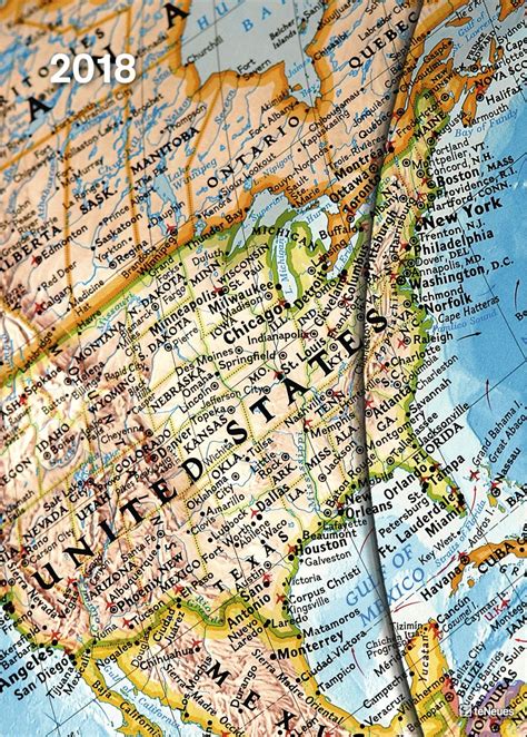2018 World Maps Diary - teNeues Large Magneto Diary - Illustrations ...