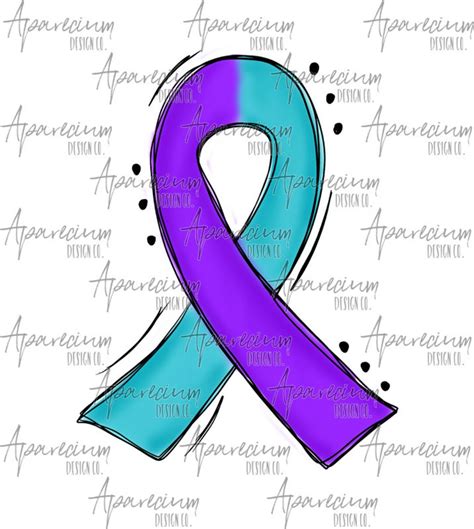 DIGITAL FILE Purple and Teal Awareness Ribbon Sublimation Design - Etsy