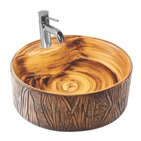 Varmora Wood Trunk 445x445x160 Round Wash Basins | mykit | Buy online ...