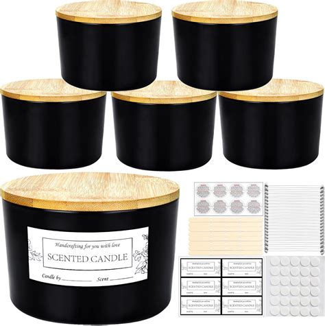 Amazon.com: CONNOO 24oz Matte Black Glass Candle Jars 6 Pack, Multi ...
