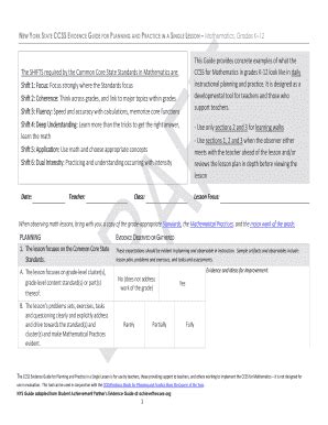 Fillable Online NEW YORK STATE CCSS EVIDENCE GUIDE FOR PLANNING AND ...