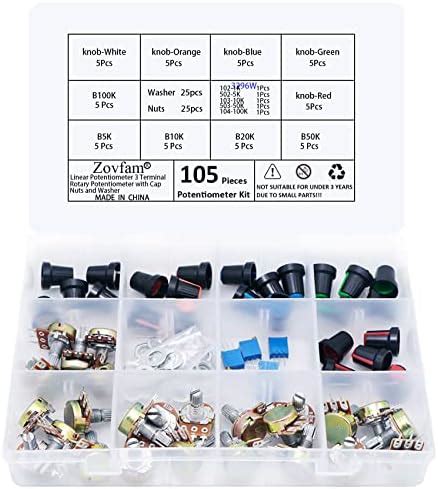 Zovfam Potentiometer Kit B5K 10K 20K 50K 100K Ohm Linear Taper Rotary ...