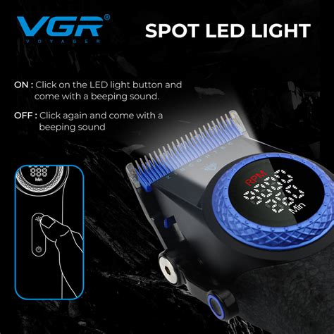 VGR V-001 Professional Hair Clipper - Blue Edition